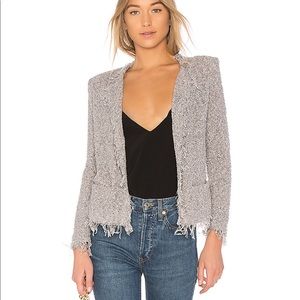 Iro Shavani Fringe Jacket in Light Grey Sz 38FR 6